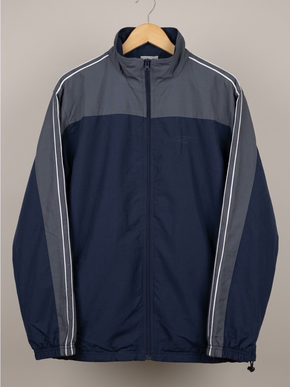 Reebok Vintage Rbk Men's Navy Blue & Gray Colorblock Track Jacket Size M